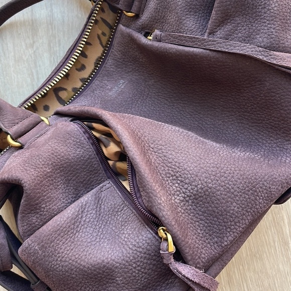 Aimee Kestenberg Small Satchel Purse Handbag Wine Leather - Picture 9 of 10